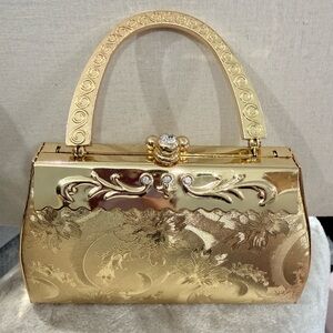 Elegant Gold Floral Handbag